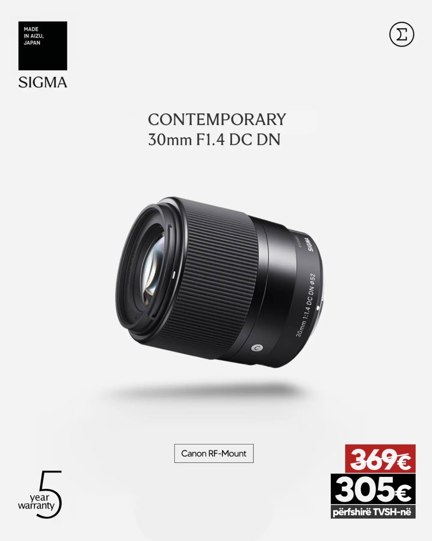 Sigma 30mm F1.4 DC DN | Contemporary për Canon RF