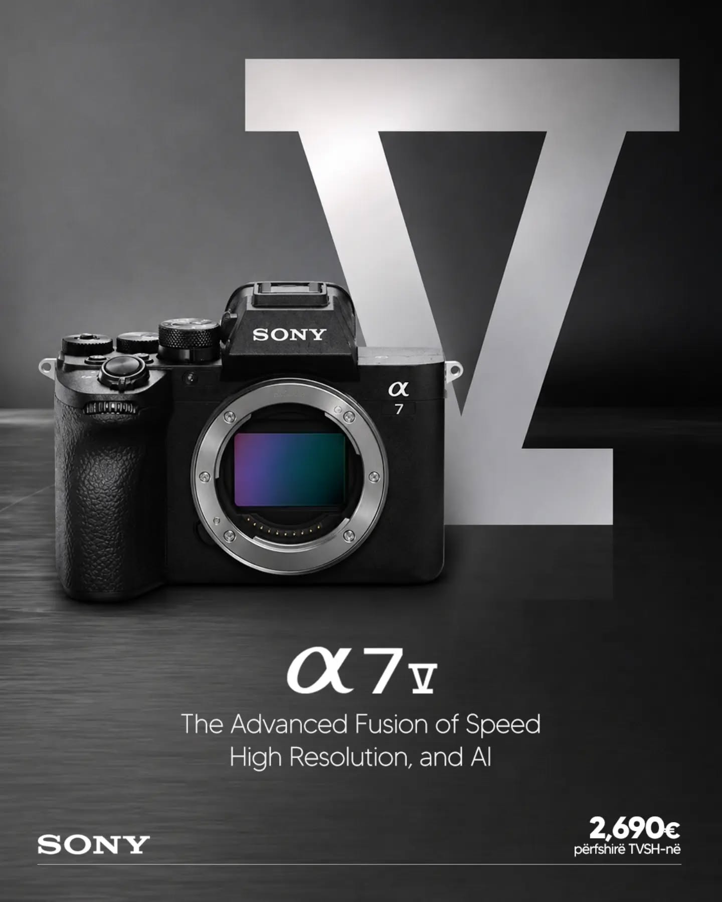 Sony Alpha 7 V, trupi i kamerës nga përpara